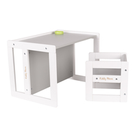KiddyMoon Table Et Chaise pour Enfants Petit Bureau TC-002, blanc/gris, Table: 61x44x44 cm/Chaise: 30x30x30 cm