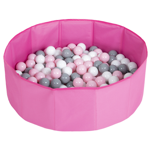piscine à balles multicolores piscine pliable pour les enfant, rose: blanc/gris/rose poudré , 100 balles