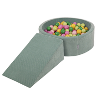 KiddyMoon Parcours Motricité En Mousse Avec Balles Enfants Favorise Créativité, Vert : vert clair/vert/jaune/rose poudré/rose, Piscine (100 Balles)+ Pente