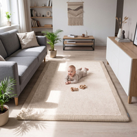 KiddyMoon Tapis de jeu doux pour enfant, antidérapant, rectangulaire, beige