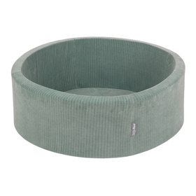 KiddyMoon Piscine À Balles pour Enfants Mousse Côtelé Pour Motricité Bébé, Vert : bleu pastel/jaune pastel/blanc/menthe/rose poudré, 90x30cm/100 balles