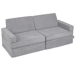 KiddyMoon Canapés Pliant pour Enfants Canapé-Lit Convertible Bébés-Canapé Lit Coucher Salle de Jeux Pliable Matelas au Sol Mini-Canapé Chaise-Lit, gris foncé, 140x55x30 cm