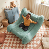 KiddyMoon Fauteuil Sensoriel Gonflable À Bascule Enfant Avec Poignées Et Pompe, sauge, L