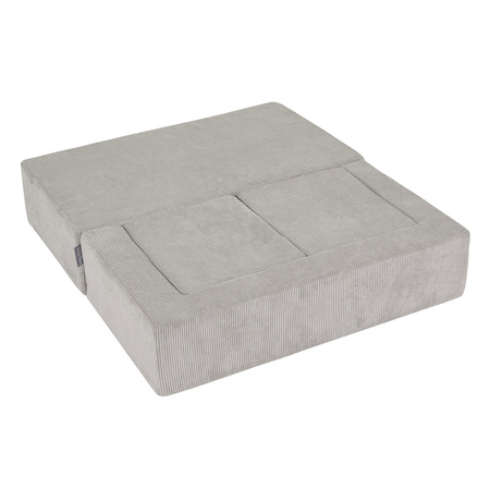 KiddyMoon Canapé en Mousse pour Enfants avec Deux Poufs Pour chambre d'enfant Léger Confortable Polyvalent Housse Amovible Design Moderne Parfait pour Jouer, gris clair, Canapé/Pouf