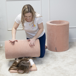 KiddyMoon Aire De Jeux En Mousse Modulable Pour Enfants Avec Housses Amovibles Résistantes Et Matériaux Doux Favorisant Imagination Et Créativité, rose des sables, Tonneau/Rouleau