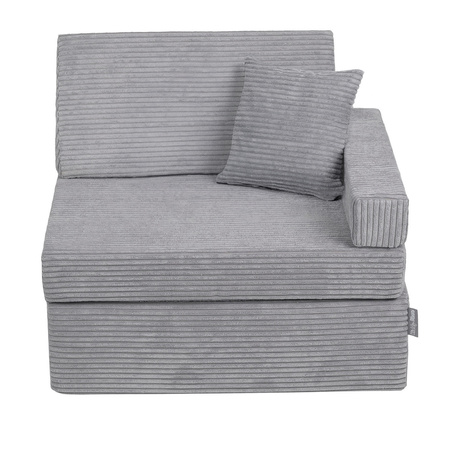 KiddyMoon Fauteuil Enfant Convertible en Mousse, Fauteuil pour Enfants Chaise pour Chambre d'Enfants Matelas Pliable Matelas Fauteuil Relax Fauteuil Douillet, gris foncé, Fauteuil avec Oreiller