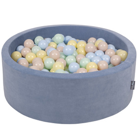 KiddyMoon Velours Piscine à Balles 7Cm pour Bébé Rond Fabriqué en EU, Bleu Glacier:  Beige Pastel/ Bleu Pastel/ Jaune Pastel/ Menthe