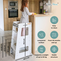 KiddyMoon Tour D'Apprentissage/D'Observation Montessori pour Enfant en Bois 3 Hauteurs Réglables Pieds Anti-Bascule, Blanc, 91,5x39,3x49,4