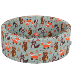 KiddyMoon Piscine à Balles ∅ 7Cm pour Bébé Rond Fabriqué En UE, renard-vert , 90x30/SANSballes
