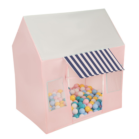 Tente de Jeu Pour Enfants De Magasin De Glaces Forme De Pavillon Pliable En Matériau Respirant Et Résistant Idéal Pour Stimuler La Créativité Intérieur Et Extérieur, rose-menthe: blanc/jaune/babyblue/rose poudré/turquoise, 200 Balles