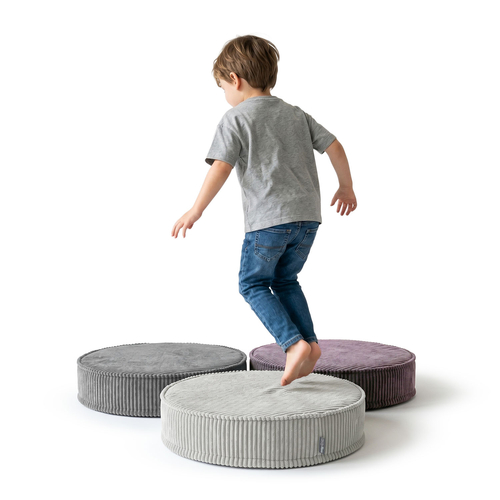 KiddyMoon Ensemble 3 Modules en Mousse pour Enfants pour Chambre D'enfant, gris foncé-violet-gris clair, Mx3