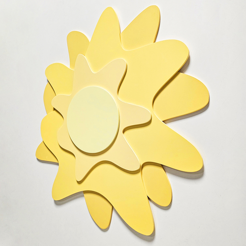 Déco murale KiddyMoon Relief 3D décoration en bois contreplaqué, soleil : jaune, UNI