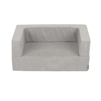 KiddyMoon Canapé en Mousse pour Enfants avec Balles Pour chambre d'enfant Léger Modulable Confortable Housse Amovible Parfait pour Jouer Lire et Se Détendre, gris clair, Canapé