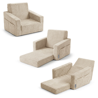 KiddyMoon Fauteuil Pliable pour Enfant en Mousse Canapé Convertible 2 en 1, beige, UNI