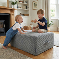 KiddyMoon Coussin Sauteur Enfant Mini Trampoline Interieur Rembourrage A Ressorts Housse Amovible En Tissu Cotele Deux Poignees Des 3 Ans, Gris Foncé, Mini Trampoline