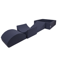 KiddyMoon Aire De Jeux en Mousse avec Carré Piscine À Balles pour Enfants, bleu foncé:blanc/gris/menthe, Piscine (300 Balles) + Version 4