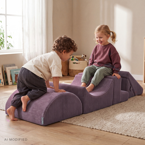 KiddyMoon ANAFI parcours de motricité en mousse pour enfant, violet, klin F/rampa L/półwałek L/schodek