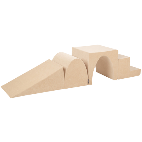 KiddyMoon aire de jeux velours mousse pente L/colline/tunnel/marché, beige sableux, Multi-Taille