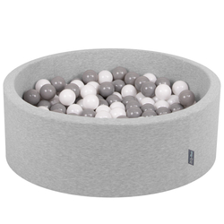 KiddyMoon Piscine à Balles ∅ 7Cm pour Bébé Rond Fabriqué En UE, gris clair:blanc/gris, 90x30cm/200 balles