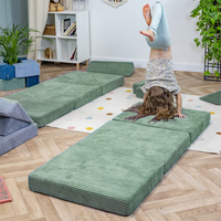 KiddyMoon Matelas Enfant Pliable en Mousse Matelas Pouf pour Tout-Petits, Chambre d'Enfant, vert, Matelas avec Oreiller