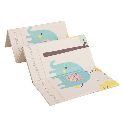 KiddyMoon Tapis de Jeu pour Enfant Bébé Tapis Mousse Tapis de Sol Tapis d'éveilBebe Reversible Stimulation De L'Imagination Pliable Pour L'Intérieur Et L'Extérieur, vert-forêt, 150x200x1cm