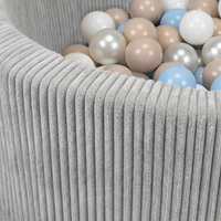 KiddyMoon Piscine Bébé 90 X 30 Cm Avec 200 Balles, Piscine À Balles Pour Bébé Et Enfant, Piscine Enfant En Mousse Douce, Housse Côtelée Lavable, Gris clair: Beige pastel/Bleu pastel/Blanc/Perle, 90x30cm/200 Balles