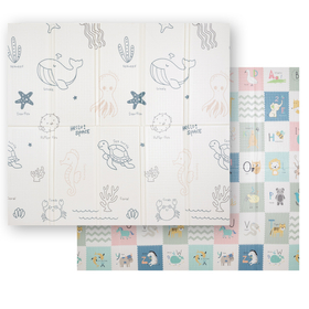 KiddyMoon Tapis de Jeu pour Enfant Bébé Tapis Mousse Tapis de Sol Tapis d'éveilBebe Reversible Stimulation De L'Imagination Pliable Pour L'Intérieur Et L'Extérieur, brun-mer, 180x200x1,5cm