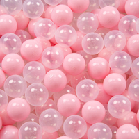 KiddyMoon Piscine à Balles Boules 7 cm pour un Remplissage plus Généreux Pour Bébés au Housse Teddy, Convient dès 8 Mois, Rose: Rose Poudré/Transparent, 90x30cm/300 Balles