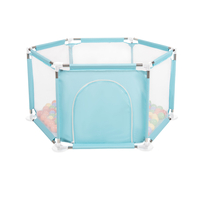 parc bébé hexagonal pliable avec balles plastiques, Mentha:jaune/vert/bleu/rouge/orange, 200 balles