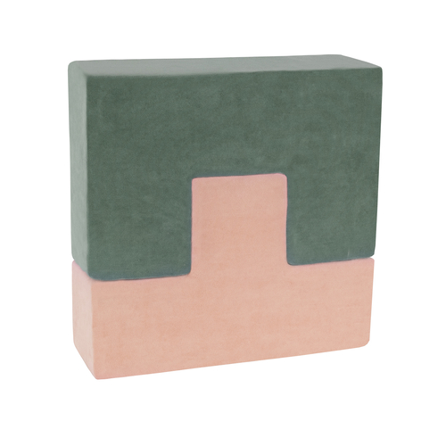 KiddyMoon blocs mous pour bébé cubes de construction en mousse housse velours, bleu lagune/vert forêt/rose de sables/bleu glacier , 9 Pieces