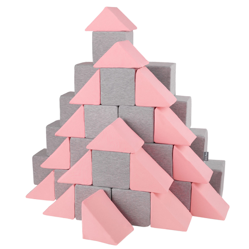 KiddyMoon blocs mous pour bébé cubes de construction en mousse, mix: gris clair/rose, 48 Pieces