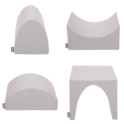 KiddyMoon Aire De Jeux en Mousse avec Quart Angulaire Piscine À Balles pour Bébé, gris clair: blanc/gris/rose poudré, Piscine (300 Balles) + Version 1