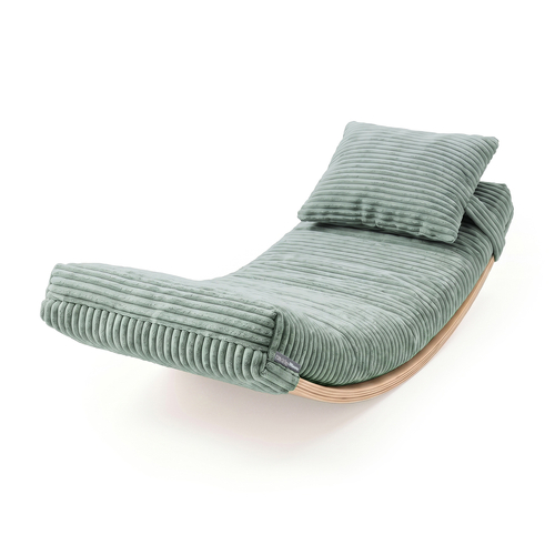 KiddyMoon Planche D'équilibre en Bois Enfant Avec Matelas et Oreiller Balance Board, naturel/vert,