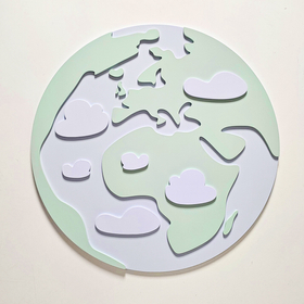 Déco murale KiddyMoon Relief 3D décoration en bois contreplaqué, terre : vert/gris, UNI