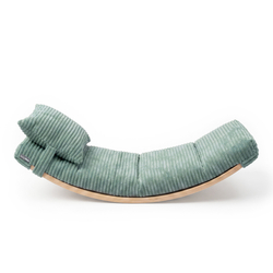 KiddyMoon Planche D'équilibre en Bois Enfant Avec Matelas et Oreiller Balance Board, naturel/vert, Planche D'équilibre/Matelas/Oreiller