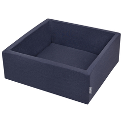 KiddyMoon Piscine à Balles ∅ 7Cm pour Bébé Carré Fabriqué En UE, bleu foncé, 90x30/SANSballes