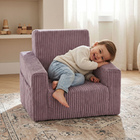 KiddyMoon Fauteuil Pliable pour Enfant en Mousse Canapé Convertible 2 en 1, violet, UNI