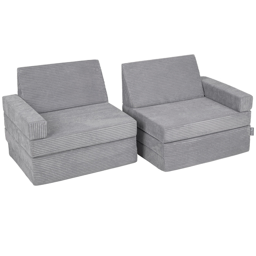 KiddyMoon Canapés Pliant pour Enfants Canapé-Lit Convertible Bébés-Canapé Lit Coucher Salle de Jeux Pliable Matelas au Sol Mini-Canapé Chaise-Lit, gris foncé, 140x55x30 cm