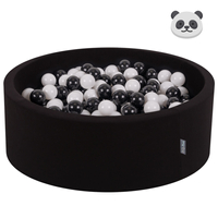 KiddyMoon Piscine à Balles ∅ 7Cm pour Bébé Rond Fabriqué En UE, Panda: noir/blanc, 90x30cm/200 balles