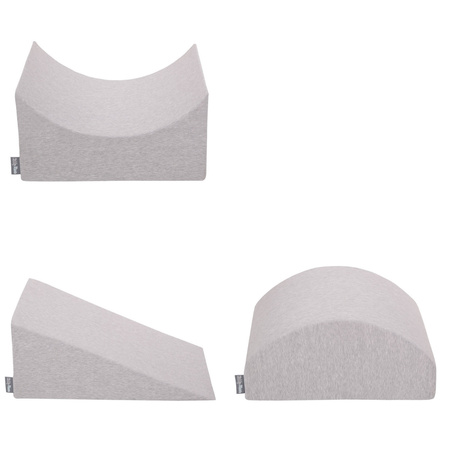 KiddyMoon Aire De Jeux en Mousse avec Carré Piscine À Balles pour Enfants, gris clair: gris/blanc/turquoise, Piscine (300 Balles) + Version 4