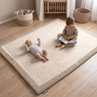 KiddyMoon Tapis de jeu doux pour enfant, antidérapant, rectangulaire, beige