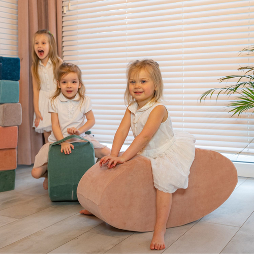 KiddyMoon Hopper Bascule-Sauteur pour les Enfants Bébé Balancelle Bean, rose des sables, 78x35x25cm