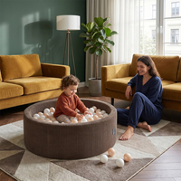 KiddyMoon Piscine Bébé, Piscine À Balles Pour Bébé Et Enfant, Piscine Enfant En Mousse Douce, Housse Côtelée Lavable, Marron: Beige past/Bleu past/Jaune past/Menthe, 90x30cm/200 Balles
