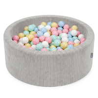 KiddyMoon Piscine Bébé 90 X 30 Cm Avec 200 Balles, Piscine À Balles Pour Bébé Et Enfant, Piscine Enfant En Mousse Douce, Housse Côtelée Lavable, Gris clair: Bleu p/Jaune p/Blanc/Menthe/Rose pdr, 90x30cm/200 Balles