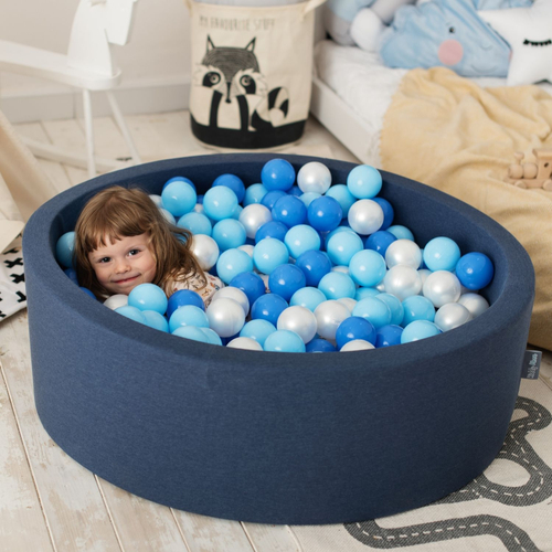 KiddyMoon Piscine à Balles ∅ 7Cm pour Bébé Rond Fabriqué En UE, beige clair, 90x30cm/200 Balles