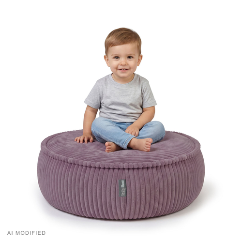 KiddyMoon Pouf enfant en mousse avec housse amovible, gris clair, L