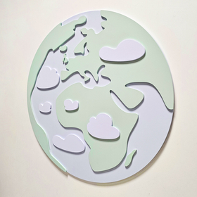 Déco murale KiddyMoon Relief 3D décoration en bois contreplaqué, terre : vert/gris, UNI