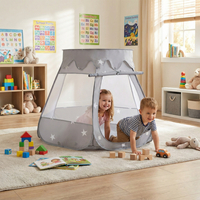 Tente Château Pour Enfants Tente de Jeu Avec Balles Colorées Jouet Cabane Pop-up Château Facile À Monter Maison de Jeu Pour Intérieur et Extérieur, gris, 105x90