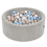 KiddyMoon Piscine Bébé 90 X 30 Cm Avec 200 Balles, Piscine À Balles Pour Bébé Et Enfant, Piscine Enfant En Mousse Douce, Housse Côtelée Lavable, Gris clair: Beige pastel/Bleu pastel/Blanc/Perle, 90x30cm/200 Balles