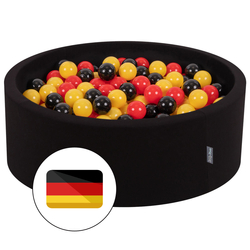KiddyMoon Piscine à Balles ∅ 7Cm pour Bébé Rond Fabriqué En UE, Allemagne: noir/rouge/jaune, 90x30cm/200 balles